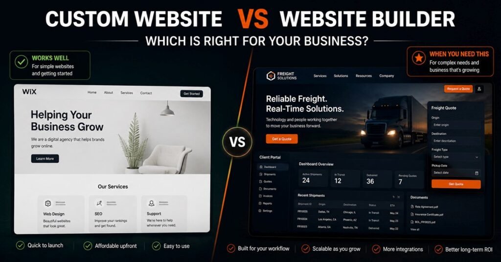 Custom website vs website builder which is right for your business